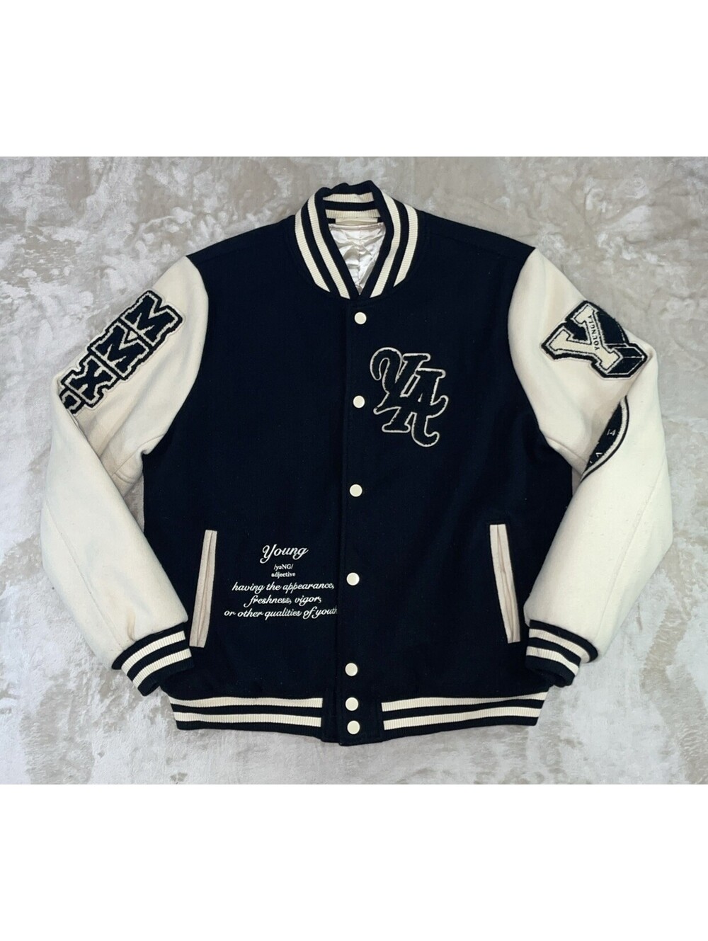 YoungLA Black Varsity Jacket Streetwear Mens Size L - Excellent Condition